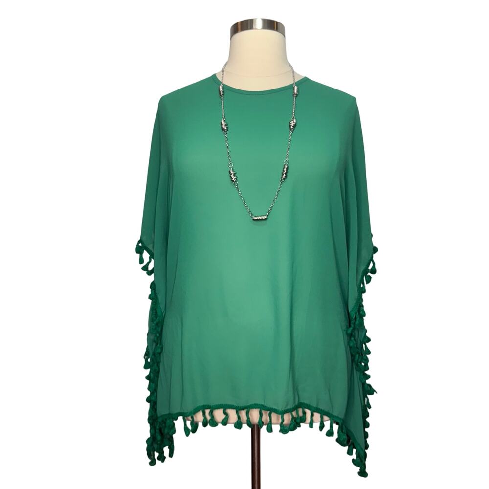 Adreamly Poncho Top Women’s One Size Kelly Green Boho Chic Flowy Lightweight